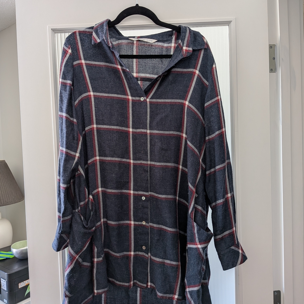 Zara Basic Denim Plaid Shirt